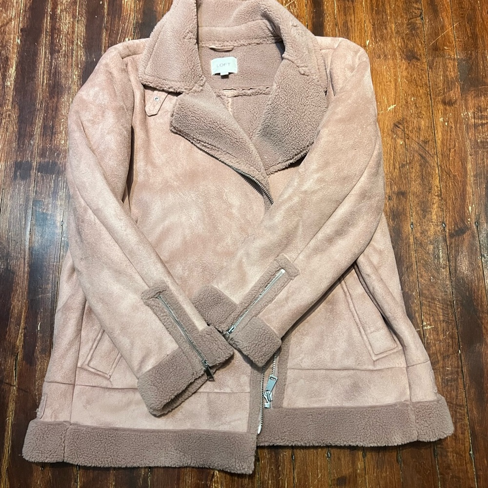 LOFT Faux Suede Sherpa Moto Jacket - Picture 9 of 16